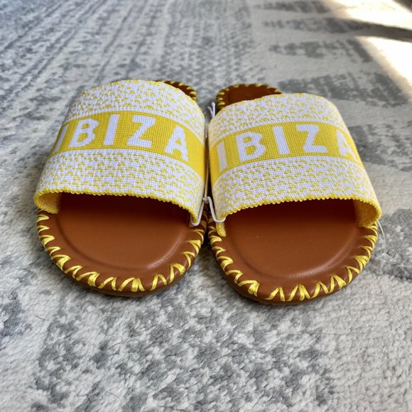 3 For $25 Ibiza Yellow Sandals Slides NWOT - Picture 2 of 5